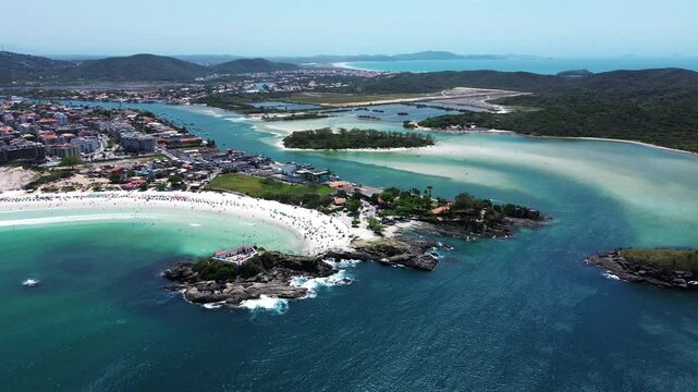Aerial view of Cabo Frio and Forte de S&atilde;o Mateus 4k