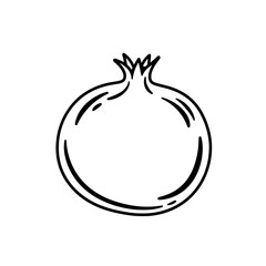 Pomegranate Illustration: An elegant line drawing of a ripe pomegranate fruit. Minimalist, elegant and sophisticated.