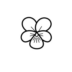 Pansy flower vector graphic: A minimalistic vector graphic of a delicate pansy flower, showcasing its elegant petals and intricate details.