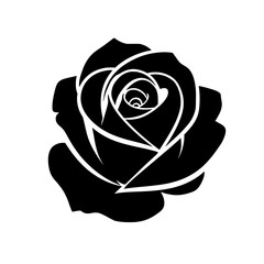 Black Rose Silhouette: A simple yet powerful black silhouette of a rose, symbolizing beauty, love, and elegance.