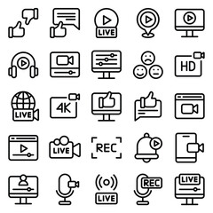 streaming icon set vector