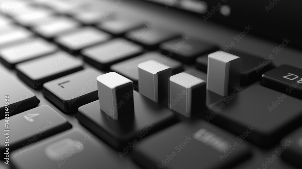 Aufkleber Close-up of a keyboard with 3D bar graph keys showing data growth.