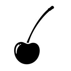 Silhouette of a Cherry: A bold black silhouette of a ripe cherry against a clean backdrop. The sleek design captures the essence of freshness and simplicity.