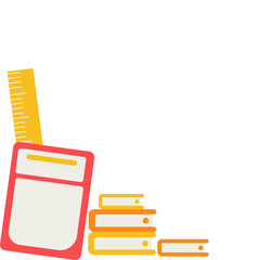 books with pencil and ruler. Flat vector style perfect for educational content, school designs, study themes, or learning visuals.