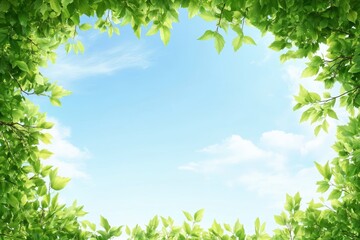 Lush leaves frame a vibrant sky