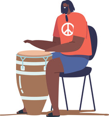 Reggae musician playing drum vector illustration