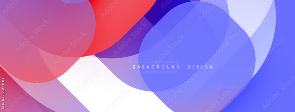 Aufkleber Abstract colorful overlapping shapes create dynamic background. Soft gradients blend red, blue, purple, white hues. Modern design feels fluid, vibrant, minimalist.