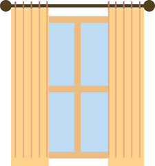 Fototapeta premium Window with Curtains – Flat Interior Illustration