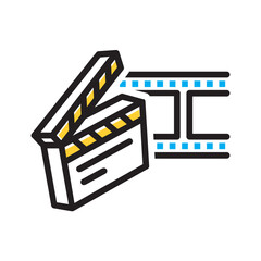 Vector black line icon for Film fest