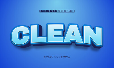 Editable clean text effect with a fresh blue background, perfect for modern designs.