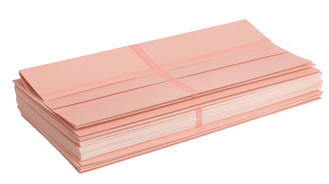 Pink Paper Stack Sheets Bundle Tied On Isolated Transparent Background