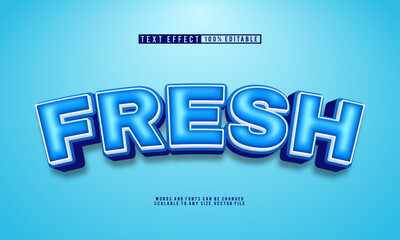 Editable fresh text effect with a vibrant blue background, ideal for dynamic designs.