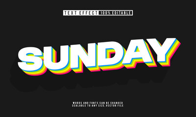 Editable Sunday retro text effect, perfect for vintage-inspired designs with a stylish font.
