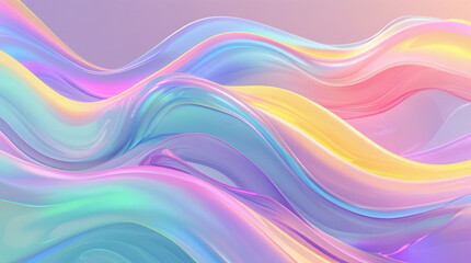 Obraz premium Ai Generative of 3D Iridescent Pastel Waves Background 