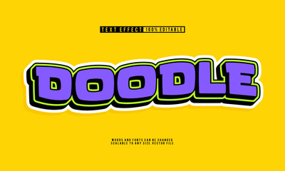 Doodle cute editable text effect vector, perfect for playful, fun, and creative designs.