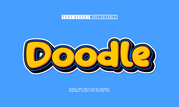 Doodle cute editable text effect vector, perfect for playful, fun, and creative designs.