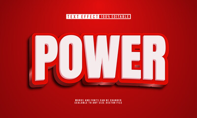 Editable power red 3D text effect style, bold and dynamic design