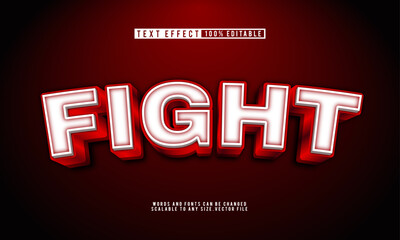 Editable Fight Red 3D text effect style, bold and intense design