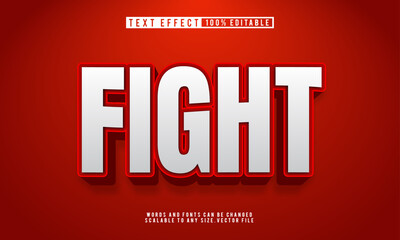 Editable Fight Red 3D text effect style, bold and intense design