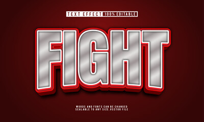 Editable Fight Red 3D text effect style, bold and intense design