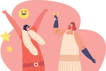 Female friends at retro party