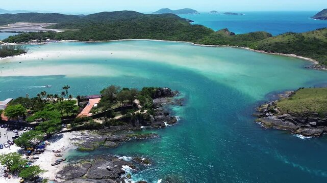Drone view of Cabo Frio and Japones Island 4k