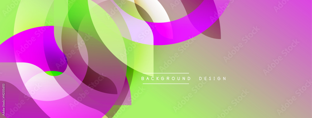 Poster Abstract colorful background. Overlapping shapes create dynamic composition. Gradient hues blend smoothly, offering vibrant visual experience. Modern design element.
