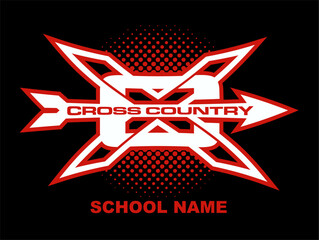 cross country team design with arrow for school, college or league sports