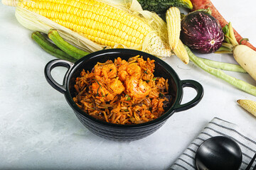 Indian cuisine - Biryani rice with prawn