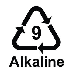 Battery recycling symbol Alkaline 9 , battery recycling code Alkaline 9 , vector illustration