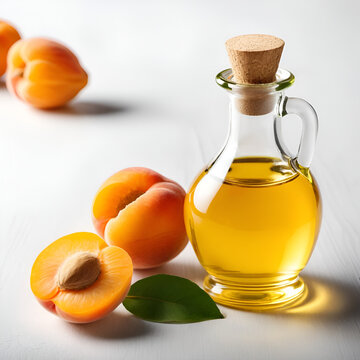 Glass bottle with cosmetic apricot kernel oil