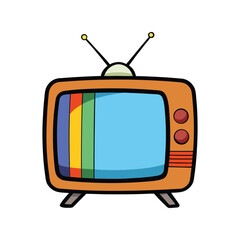 television vector illustration.  TV screen with stand, front view design