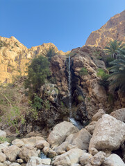 Wadi Ash Shab canyon in Sultanate of Oman