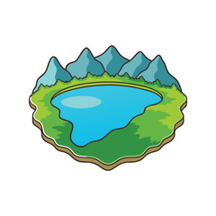 Lake Vector Illustration. Scenic water landscape, natural beauty, and tranquil lake-themed vector art for outdoor inspiration.