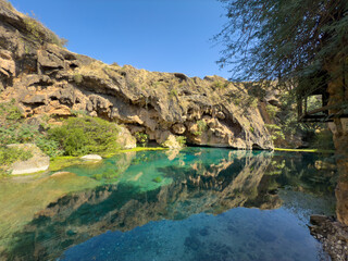 Ain Sahlounout clear water spring in Southern Oman, Salalah