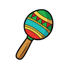 Maraca Vector Illustration — Traditional Colorful Percussion Instrument for Cinco de Mayo Celebration