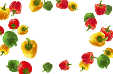 Bell pepper vegetables pattern background with paprika. Colorful texture can be used for cooking website background, print textile, menu background