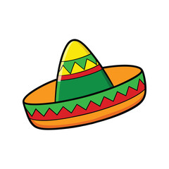 Mexican Sombrero Vector Illustration — Traditional Hat with Decorative Patterns for Cinco de Mayo Celebration