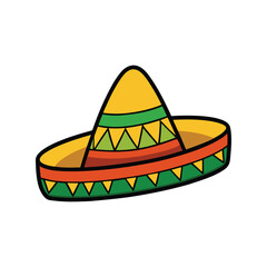 Mexican Sombrero Vector Illustration — Traditional Hat with Decorative Patterns for Cinco de Mayo Celebration