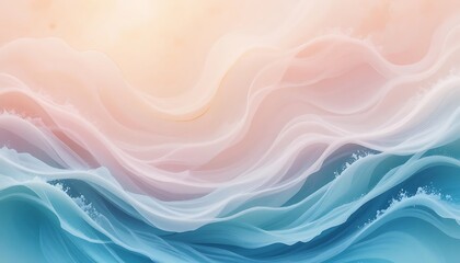 Abstract Ocean Wave Art with Pastel Colors for a Calming Effect