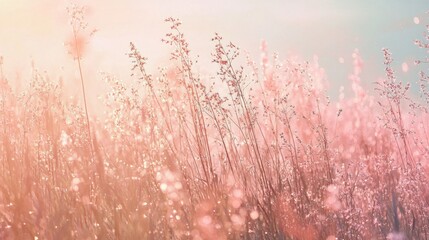 Gentle breeze dancing through wildflowers serene field nature photography soft pastel light dreamy perspective