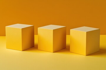 Fototapeta premium Three bright yellow cube displays