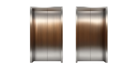 Modern Silver Metal Elevator Doors On Transparent Background