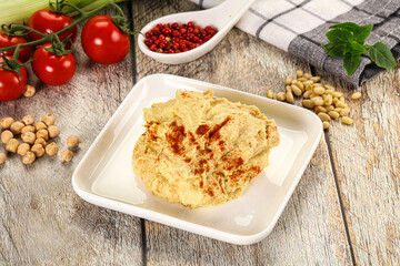 Natural chickpea hummus with paprika