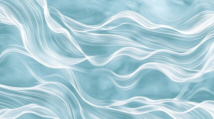Fototapeta premium Abstract White Wavy Lines on Blue Background
