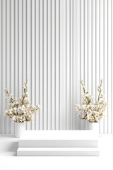 White Podium with Flowers