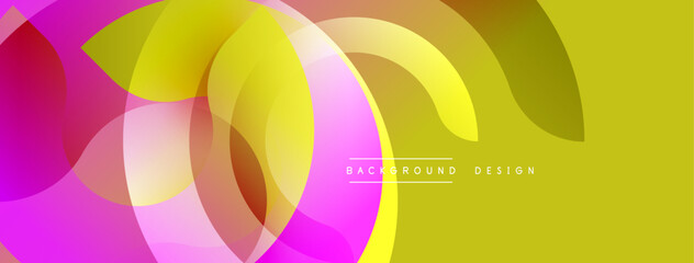 Abstract colorful layers create dynamic composition. Pink, yellow, orange hues blend seamlessly. Modern design evokes fluidity, movement, visual interest. Perfect backdrop for projects.