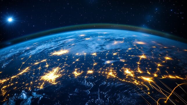 Exploring earth's night lights global perspective satellite imagery outer space aerial view planetary science