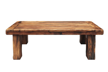 Rustic Reclaimed Wood Coffee Table Isolated on Black Background Rich Brown Tones Sturdy and on transparent background