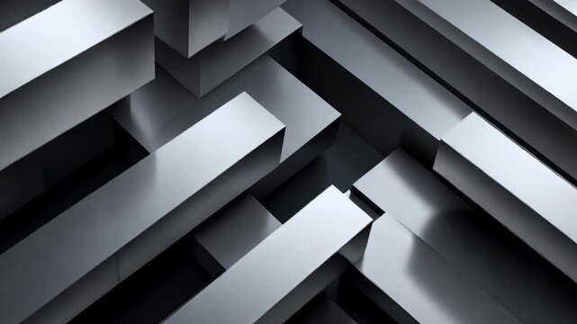 Futuristic Abstract Background with Interlocking Metal Blocks Animation